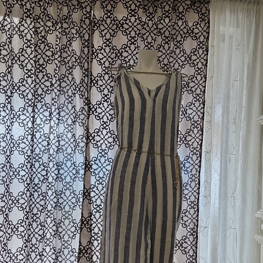 Azucar Striped Jumpsuit Sleeveless Medium Sz[1237]